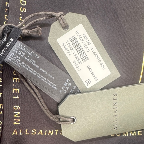 All Saints Black and Gold Scarf - Picture 3 of 4